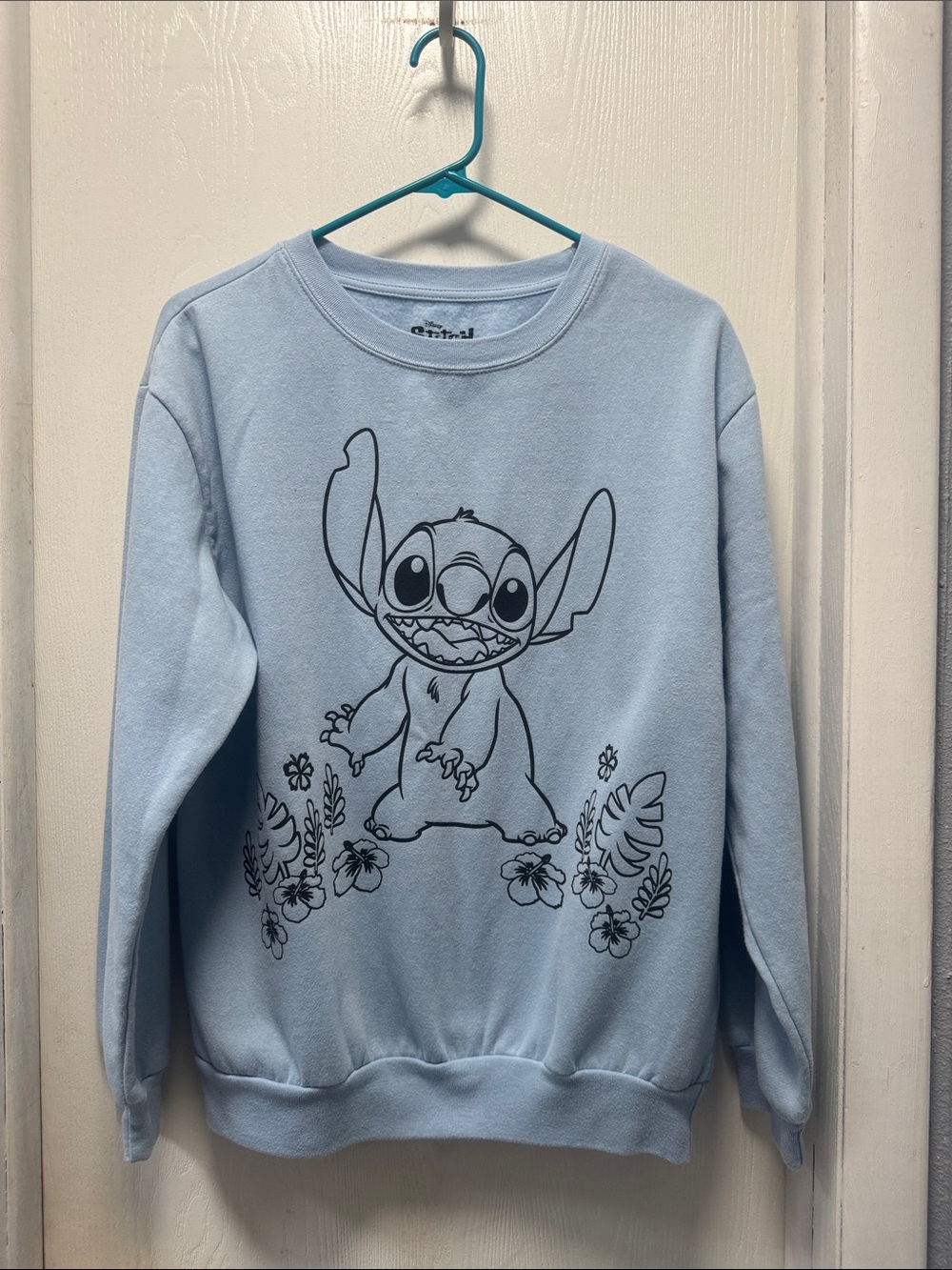 Disney Light Blue Stitch Crewneck Sweatshirt